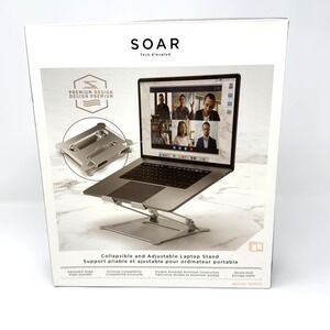 SOAR Collapsible Adjustable Laptop Stand Aluminum Universal Silver